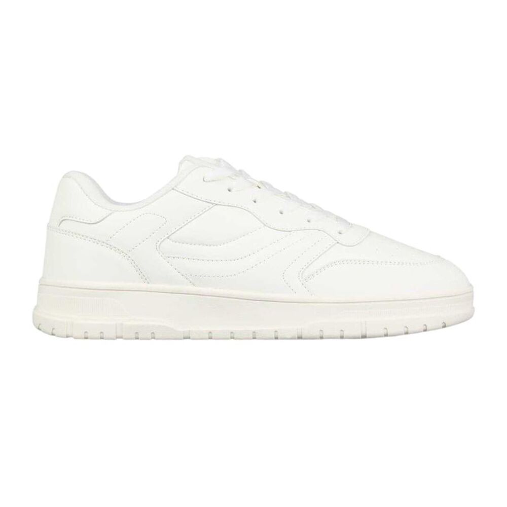 Fabric Mens Lace Up Flat Sneakers / White